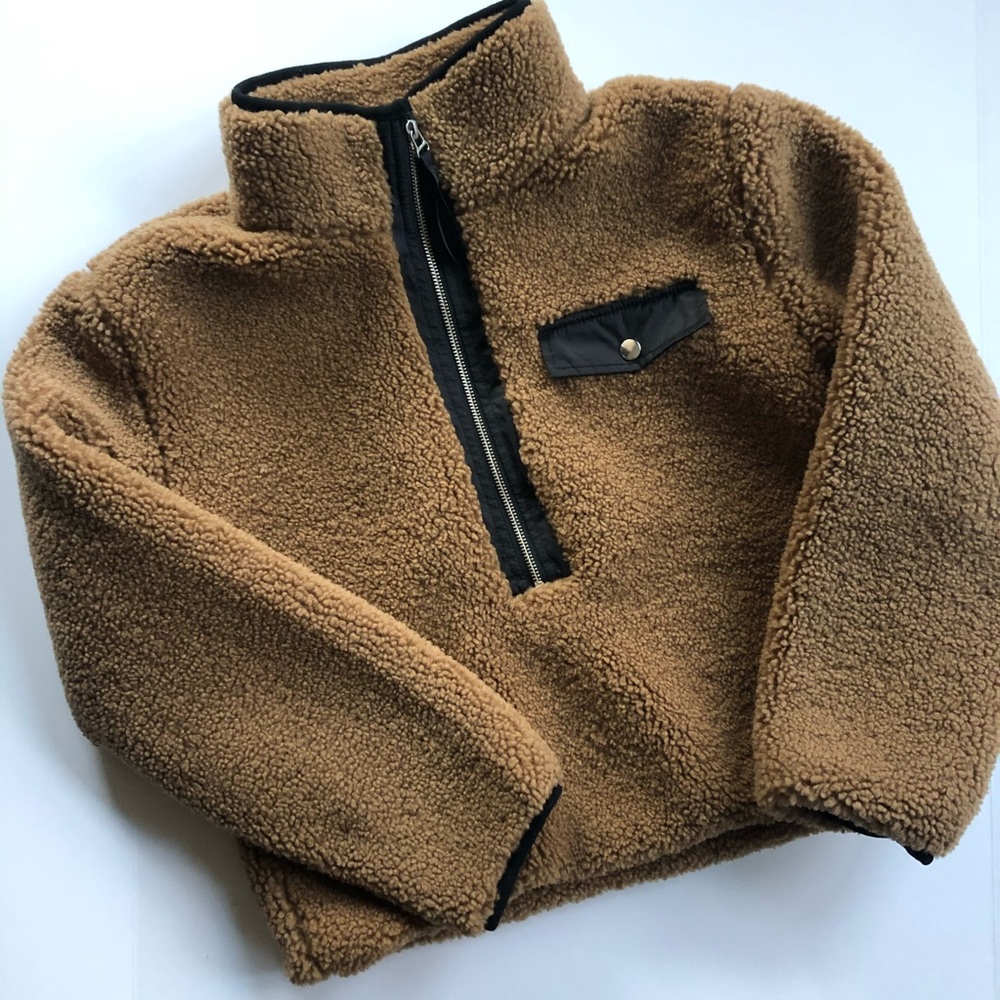Teddy fleece half zip pullover
